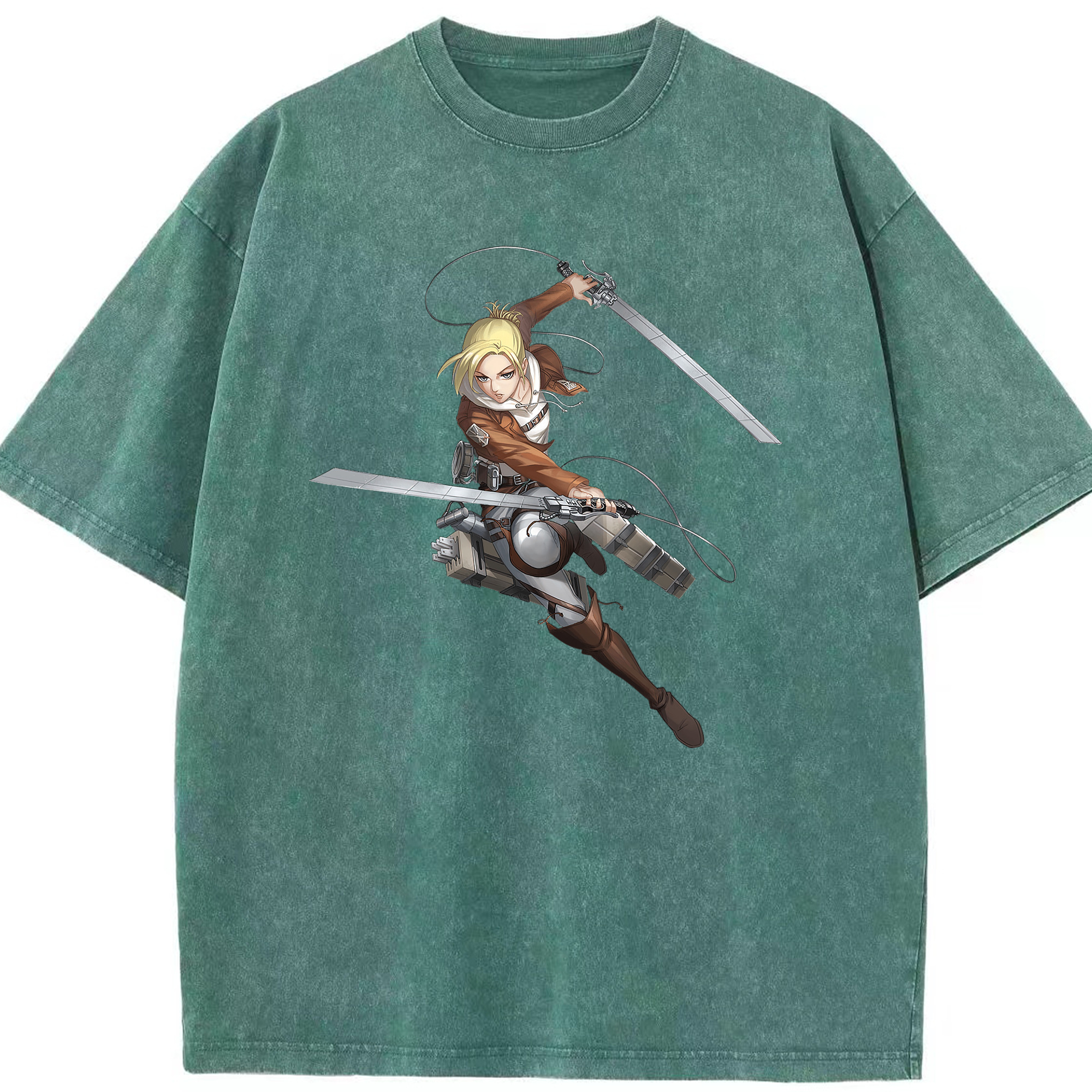 （画像用） 進撃の巨人 アニ・レオンハート Attack on Titan Annie Leonhart 綿100% ヴィンテージ風 半袖Tシャツ（フロントプリント）